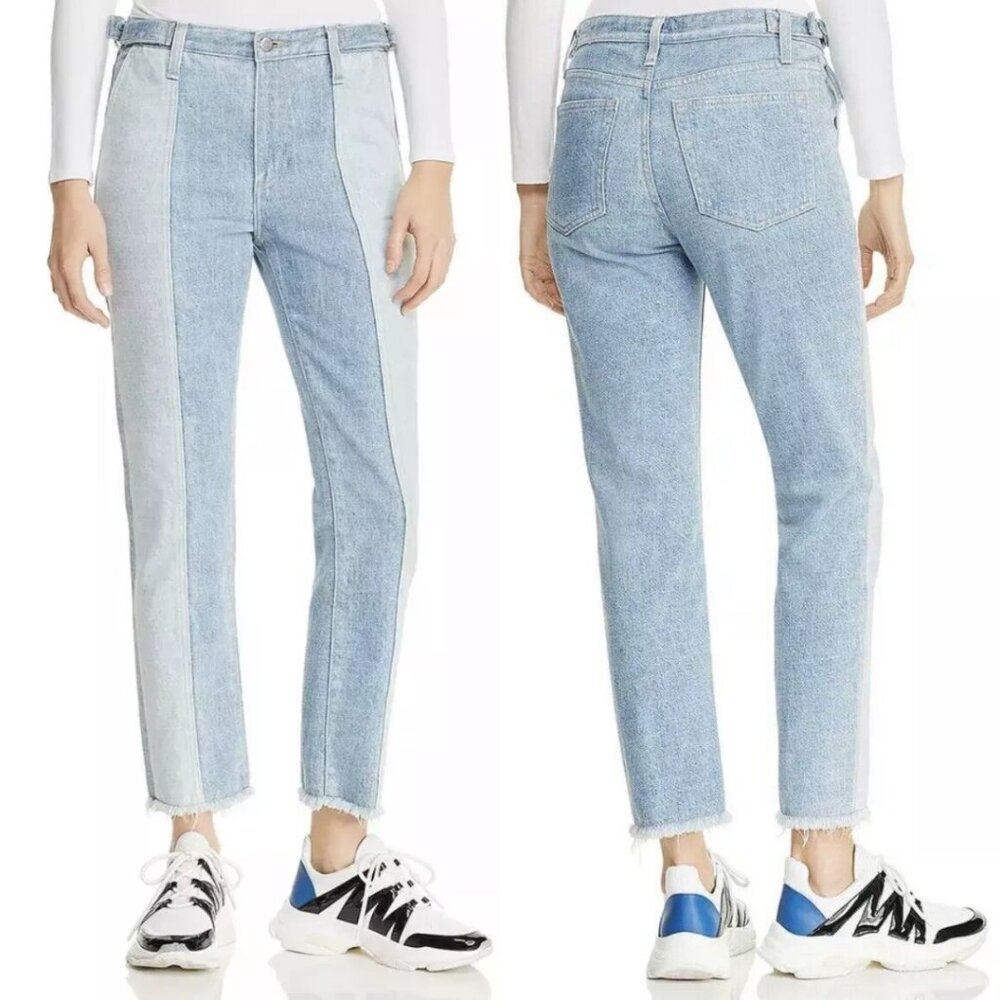 AG Adriano Goldschmied The Isabelle Panelled High Rise Straight Crop Jeans